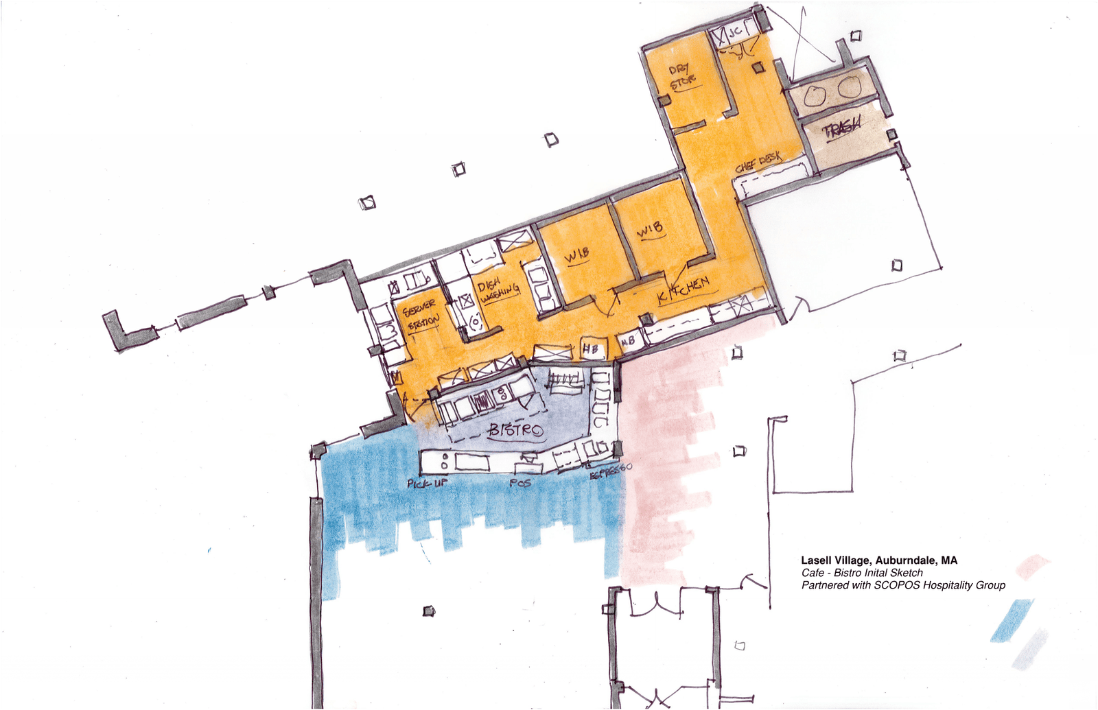 Lasell Village sketch
